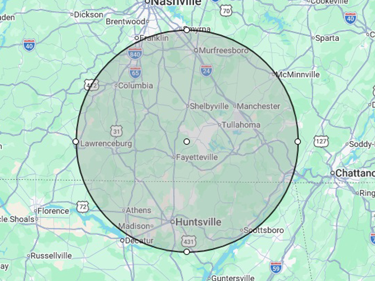 Lighthouse Home & Property Inspection service area &mdash; Southern Middle Tennessee and North Alabama communities